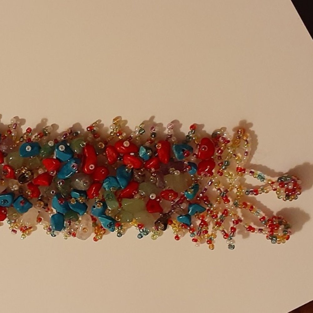 Multi Stone Adjustable Bracelet Multiple Gemstone… - image 2